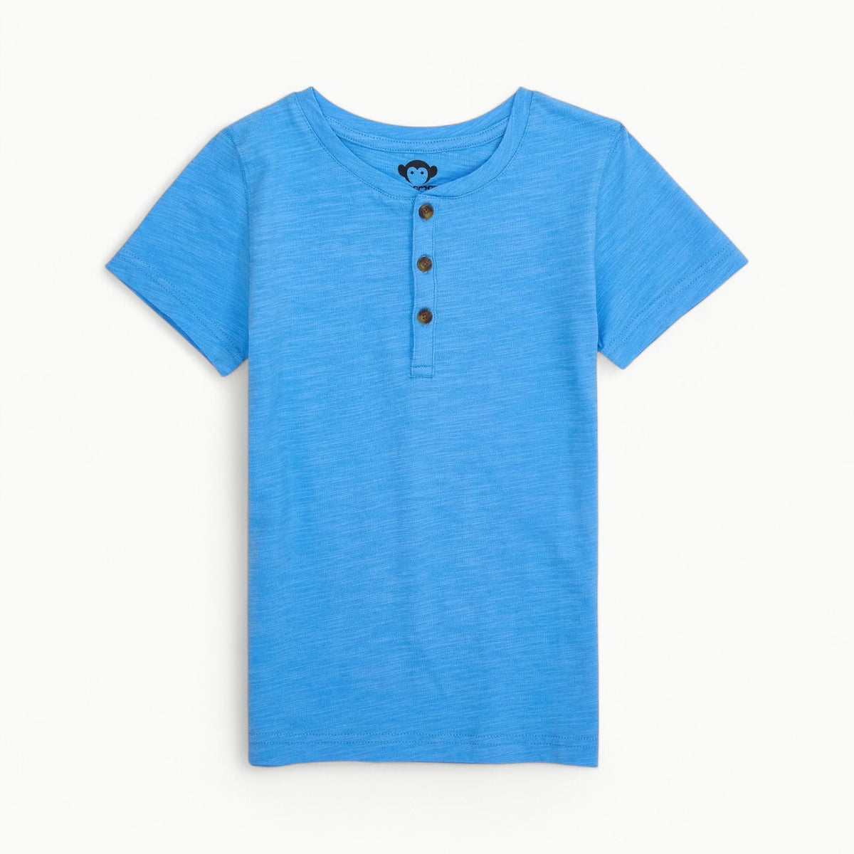 Sky blue short-sleeve cotton henley with button detail by Appaman