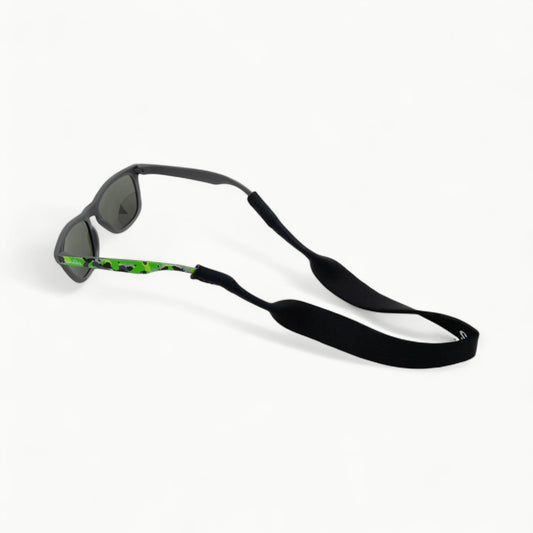 Black neoprene sunglass strap by Sunnies Shades, 16.5 inches