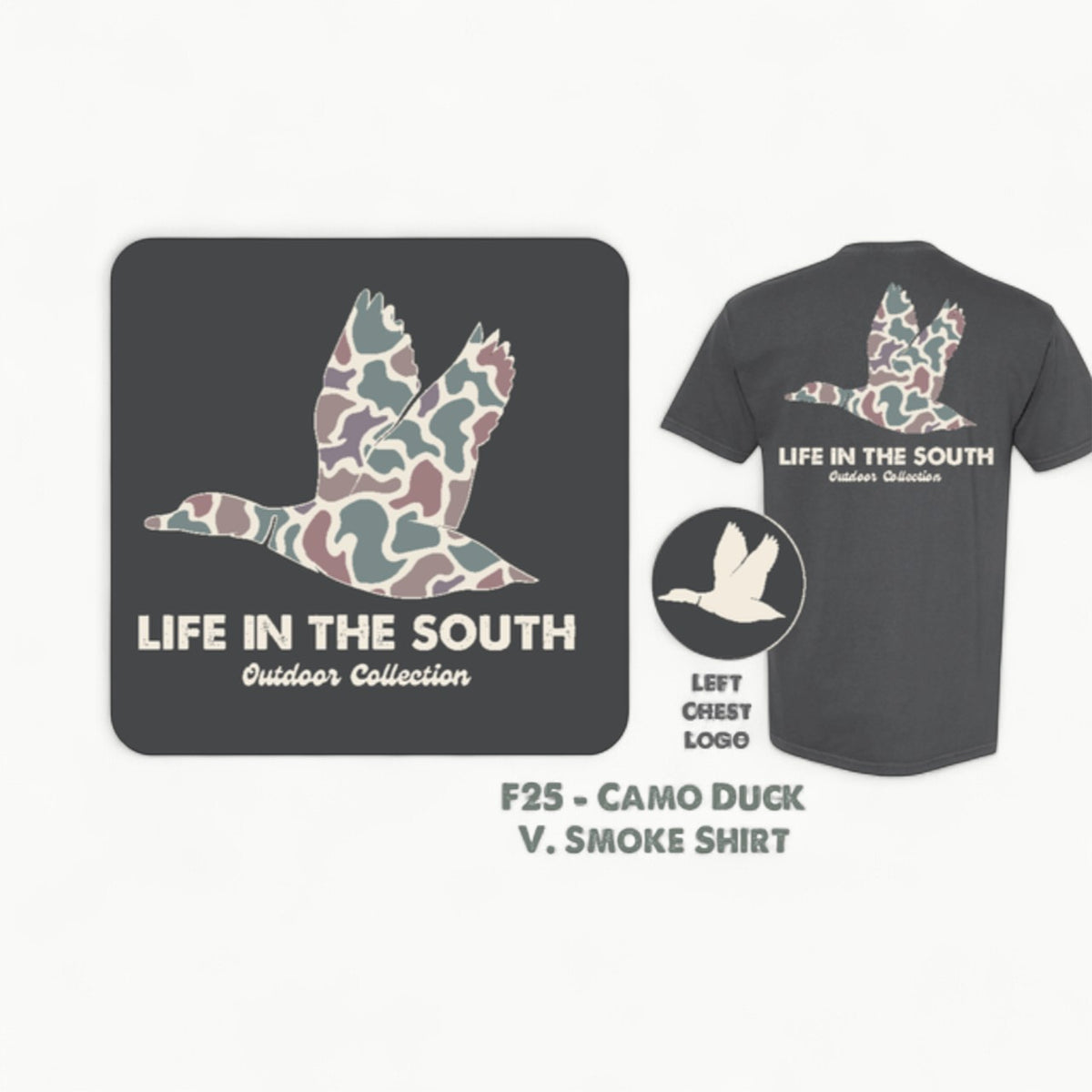 Youth short-sleeve t-shirt in camo duck-navy colorway by Life in the South