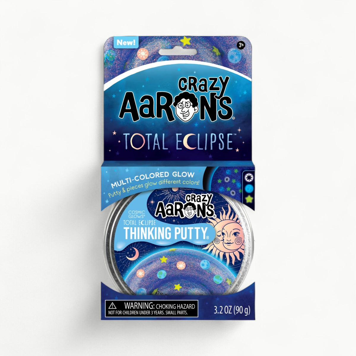 Total Eclipse Thinking Putty by Crazy Aaron's with multi-colored glow-in-the-dark pieces