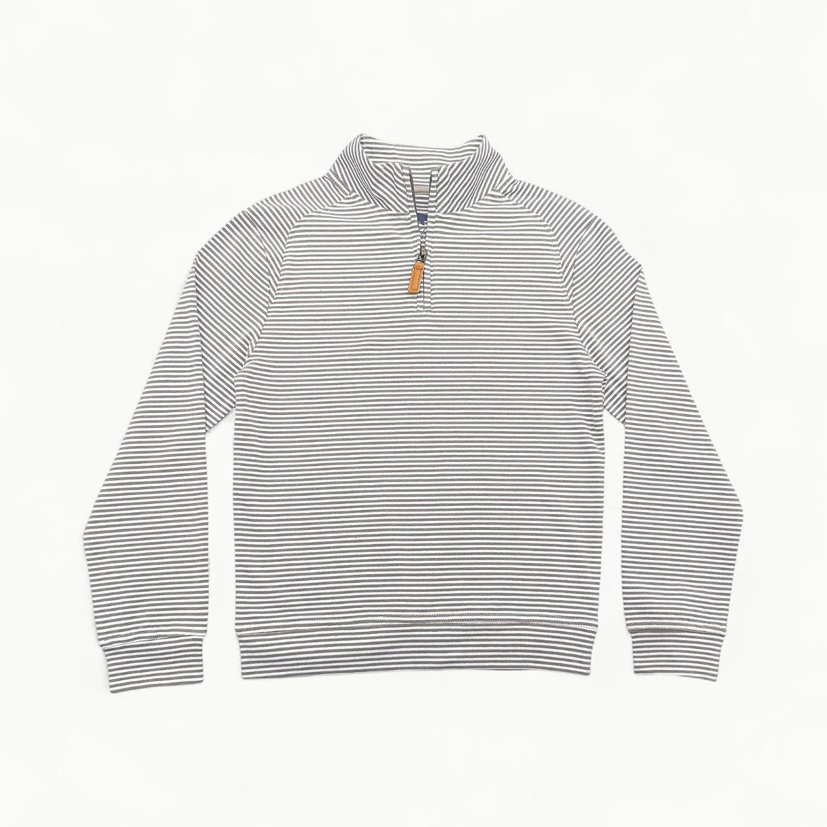 Boys Collins Quarter Zip Pullover in khaki stripe by Saltwater Boys