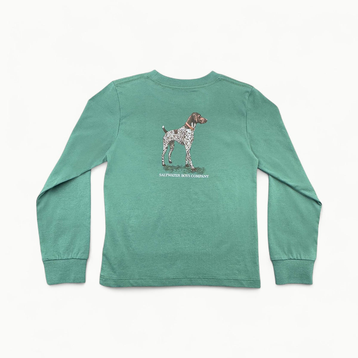 Green long-sleeve Pointer Graphic Tee in soft Peruvian cotton by Saltwater Boys