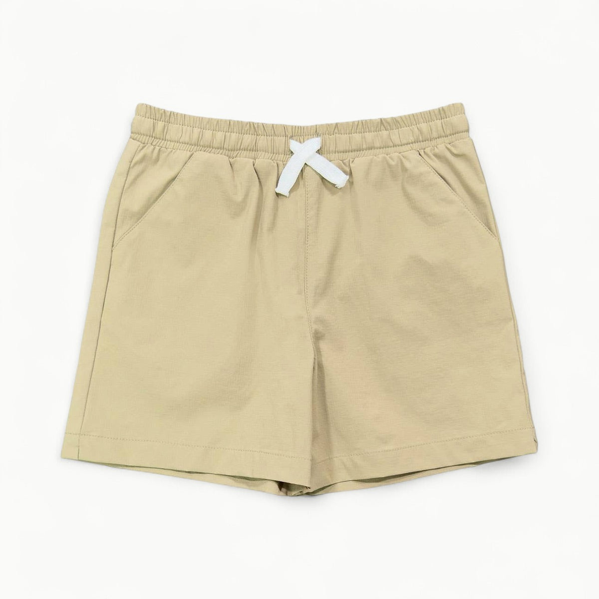Saltwater Boys Topsail Performance Short in khaki with elastic drawstring waist and four-way stretch fabric