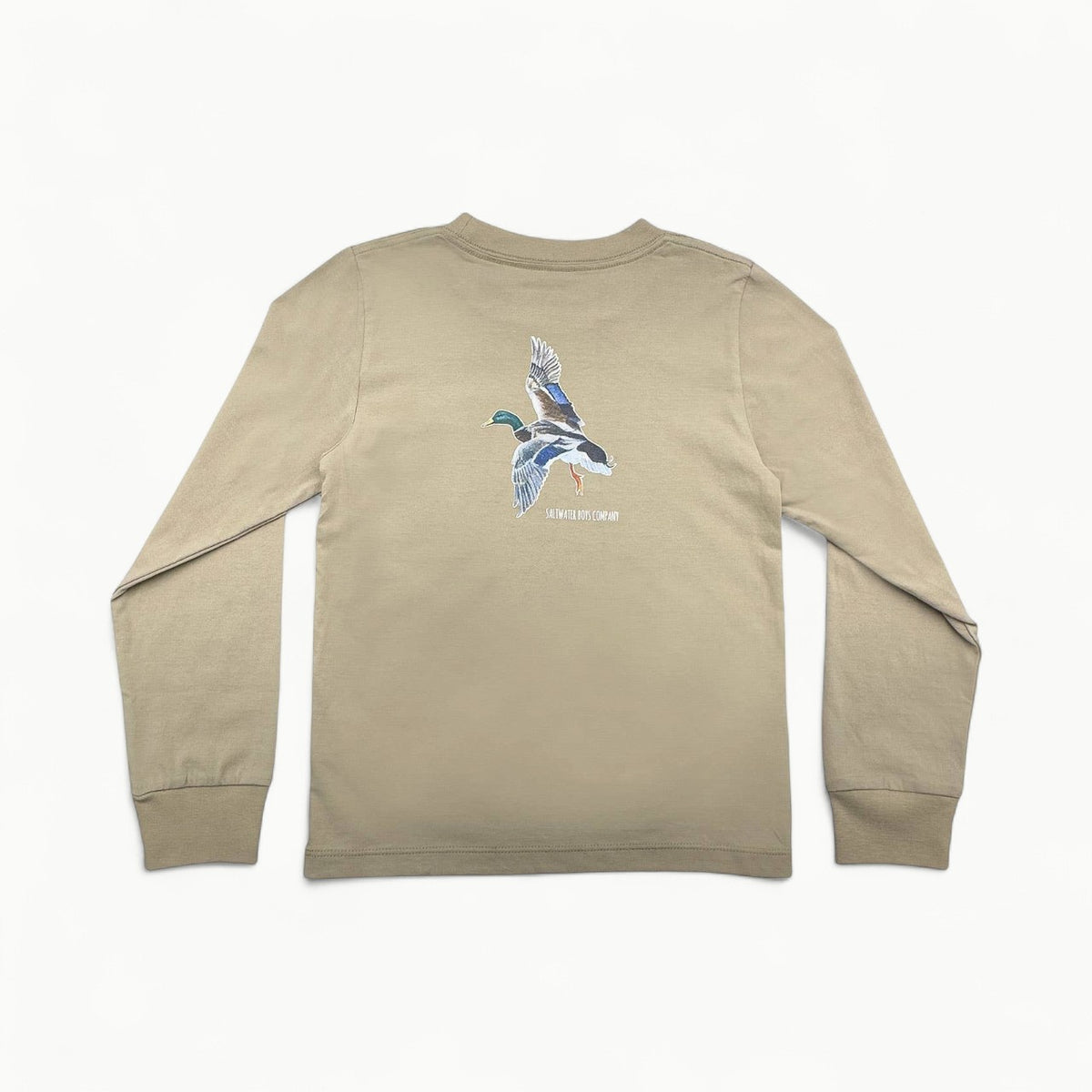 Boys long-sleeve graphic tee in taupe, Saltwater Boys, 100% Peruvian cotton