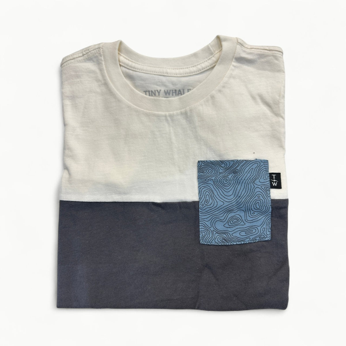 Field Guide Tee in blue and natural from Tiny Whales, featuring understated design and premium craftsmanship.
