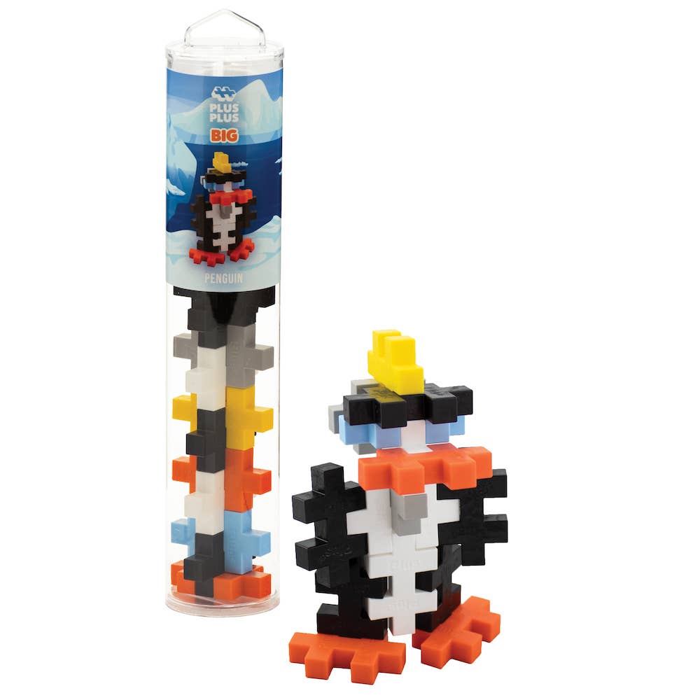 Plus-Plus BIG 15-piece penguin tube set with interlocking building pieces