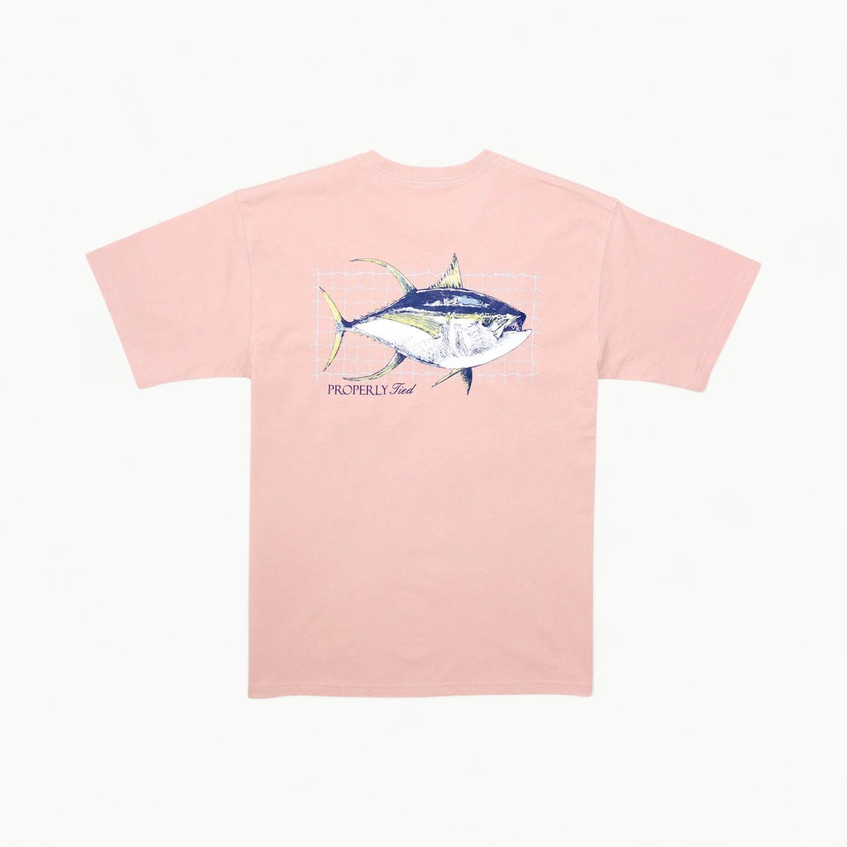 Tuna short-sleeve tee in Peach by Properly Tied, 100% Pima cotton with hand-drawn graphics