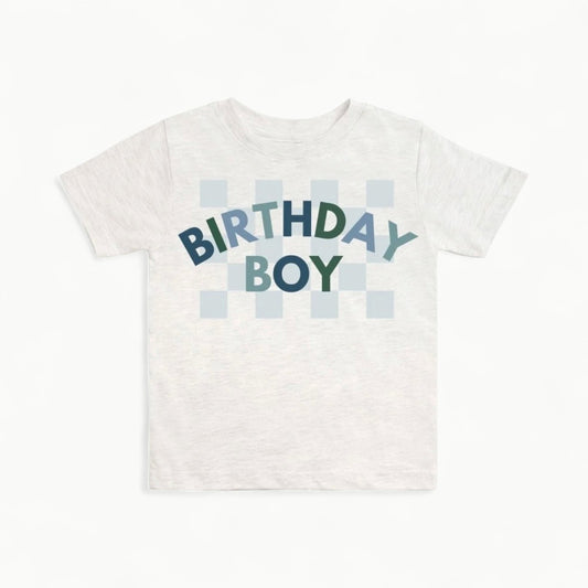 Birthday Boy Checker SS T-Shirt - Ash
