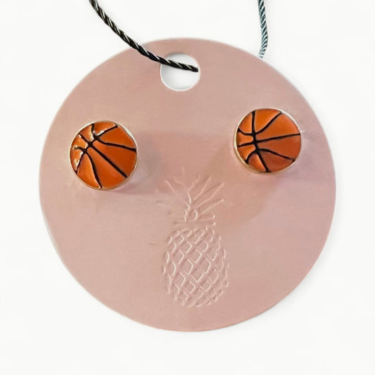 Basketball Signature Enamel Stud Earrings with hand-made details by Prep Obsessed Wholesale