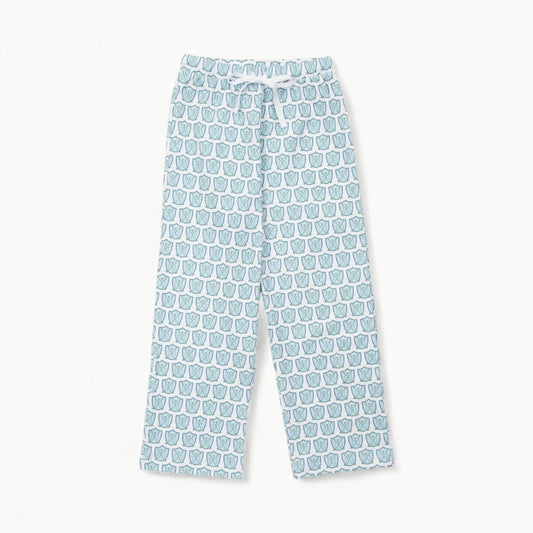 Beckett Hangout Pant in Golf Crest Blue—relaxed boys' loungewear in 100% Pima cotton