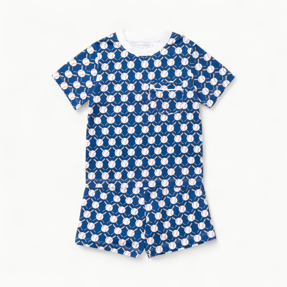 Charles Short Set in Pima cotton: pocket tee and pull-on shorts, neutral colorway