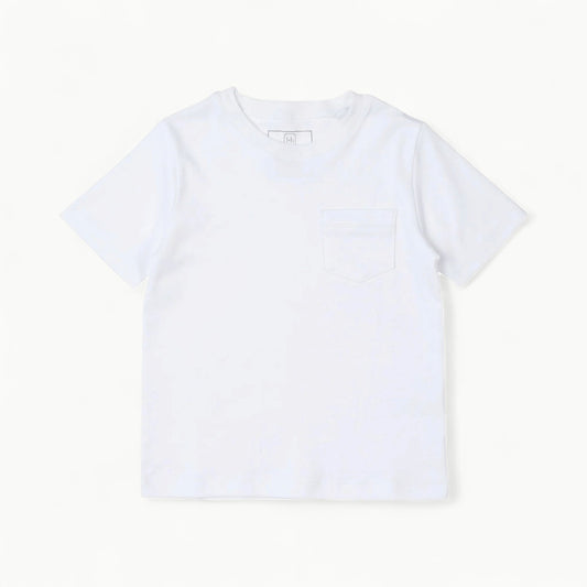 White boys' pocket t-shirt in Peruvian Pima cotton by Lila & Hayes