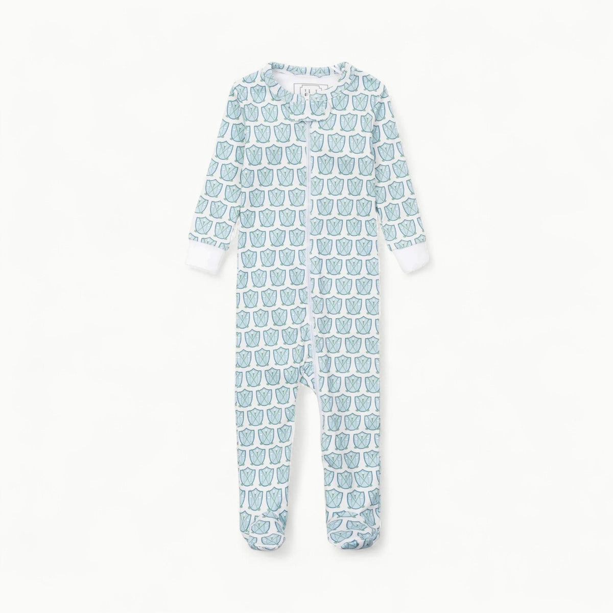 Parker Pima Cotton Zipper Pajama in Golf Crest Blue by Lila & Hayes baby one-piece