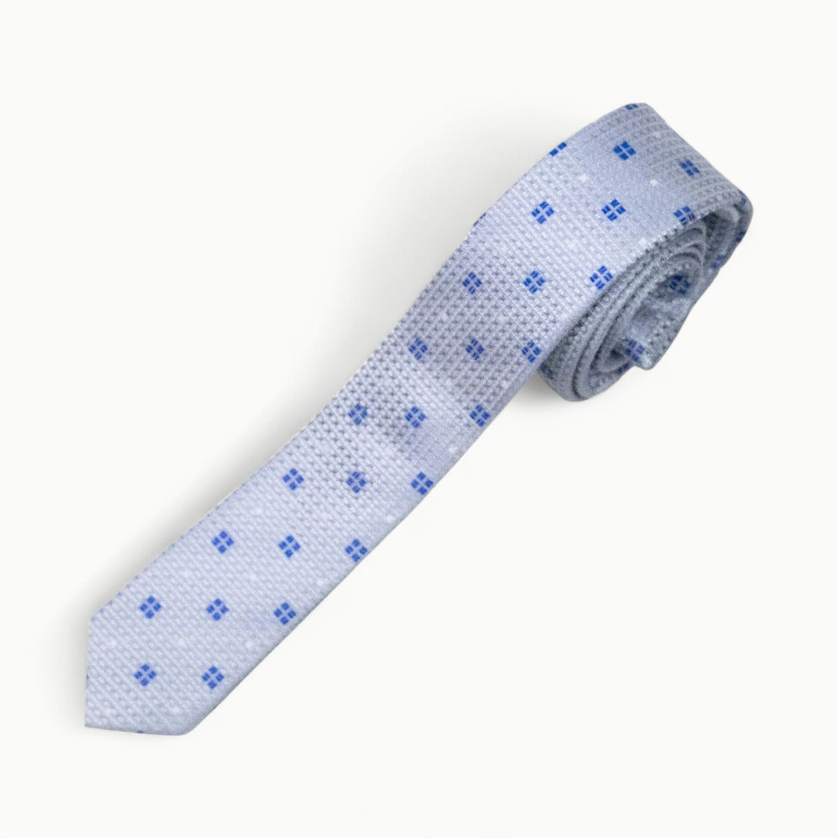 Silver Blue Squares Tie by Appaman—refined necktie with light grey and blue geometric pattern