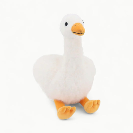 Vanilla Feather Goose small cream stuffed animal by Jomanda Soft Toys with gentle expression
