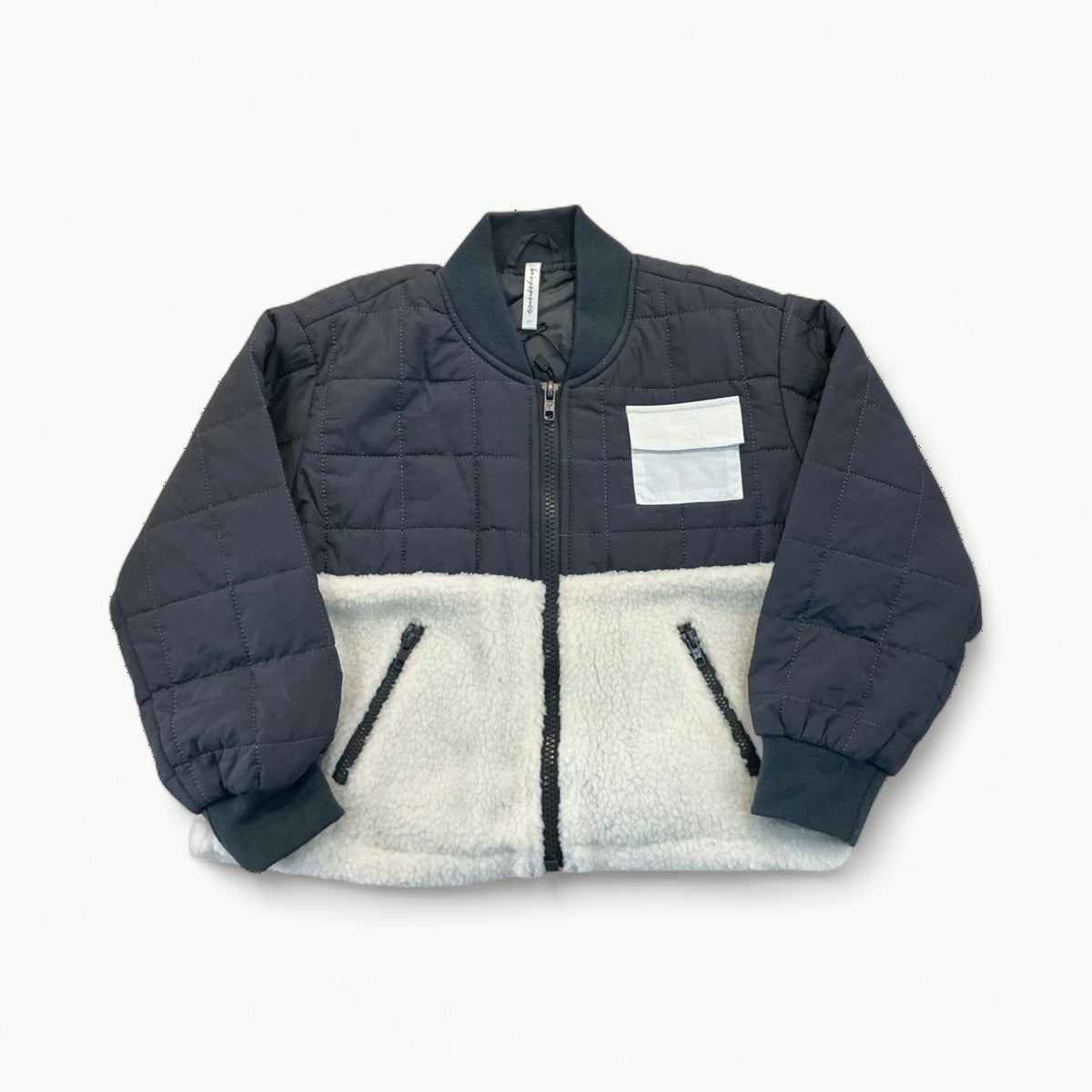 Quilted Sherpa Jacket - Charcoal