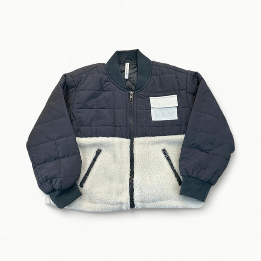 Quilted Sherpa Jacket - Charcoal