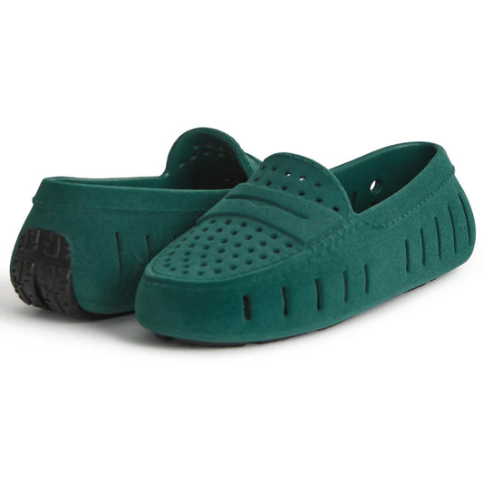 Floafers Prodigy-3.0 children's shoe in emerald vegan suede with ventilation ports and rubber sole
