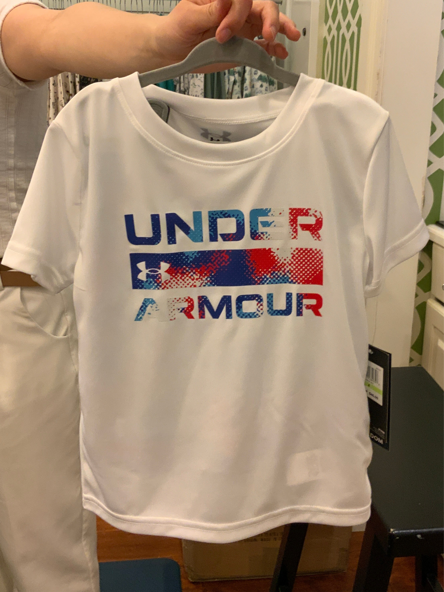 Under Armour two-piece set in red, white, and blue colorway