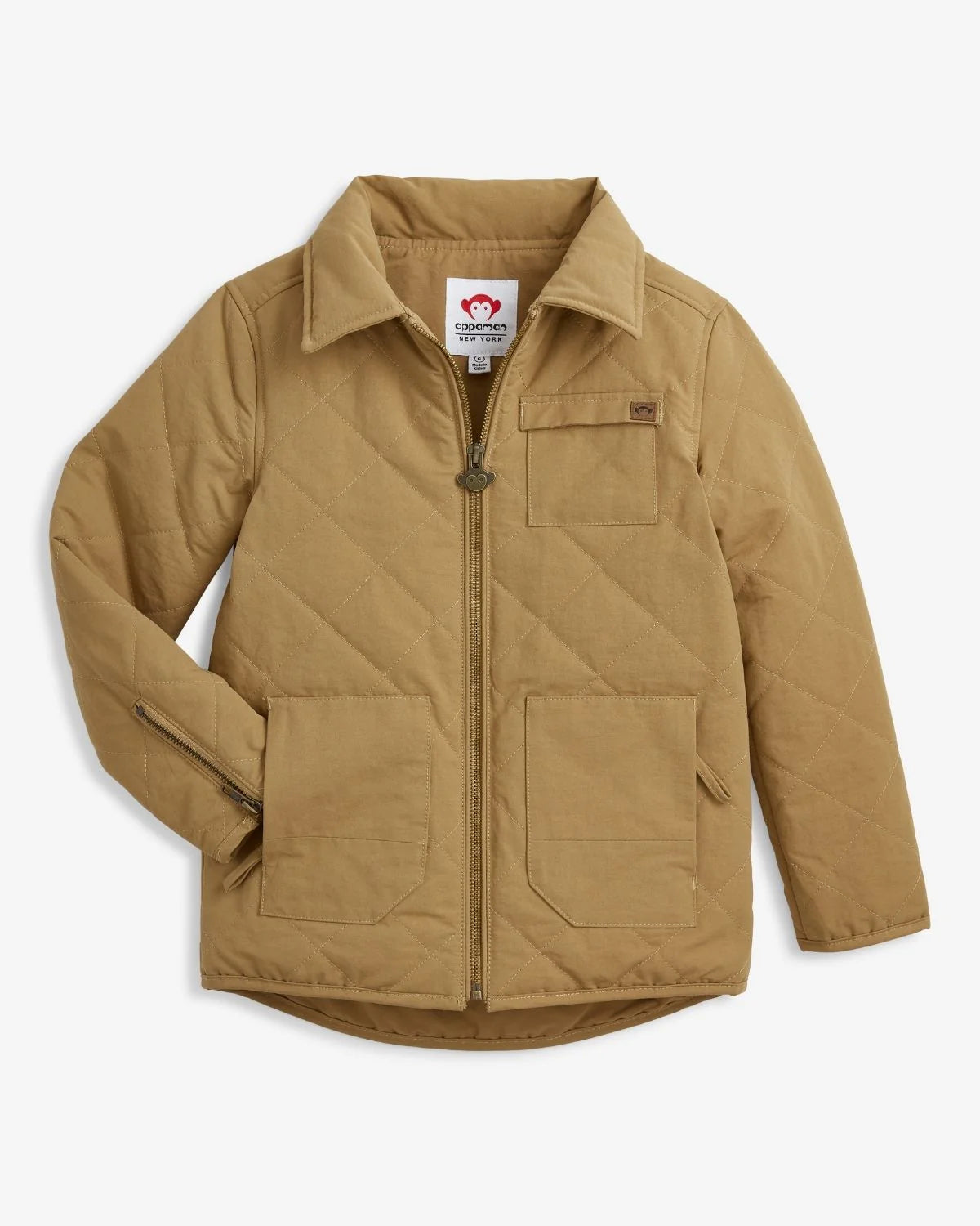Appaman Flight Jacket in Khaki with quilted construction and classic collar
