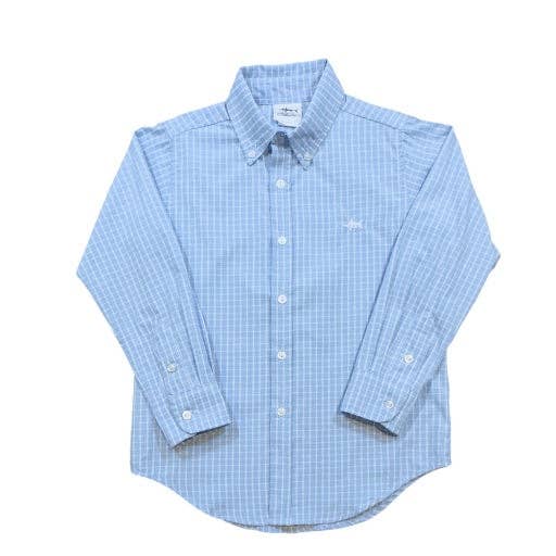 LV Carter Oxford Shirt in Seaside White Plaid by Saltwater Boys, featuring crisp plaid pattern