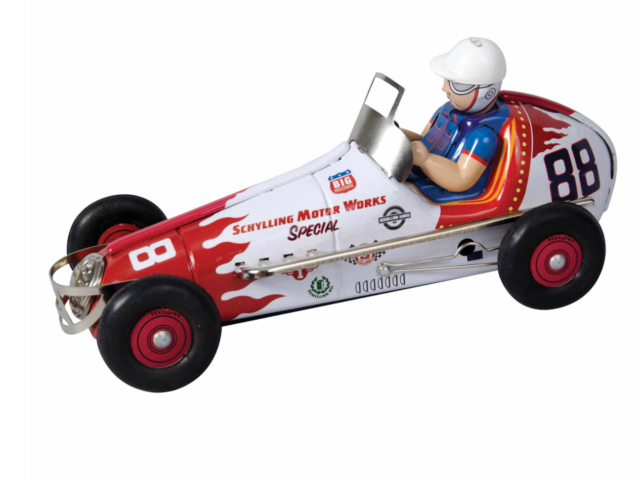 LV Retro Metal Speedster die-cast racer by Schylling, 9 inches, chrome bumpers, turning wheels