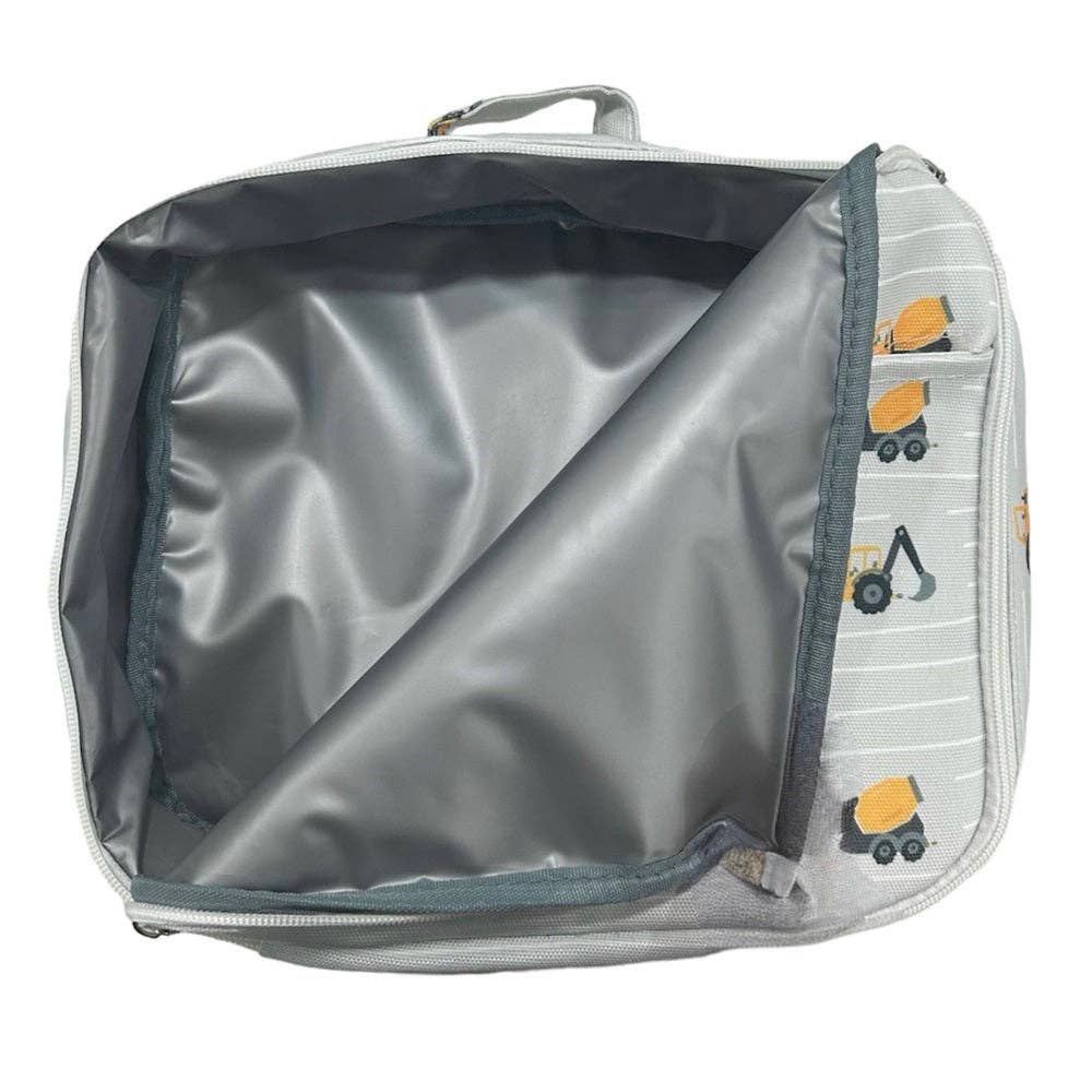 Boys Lunch Bag - Construction on Grey