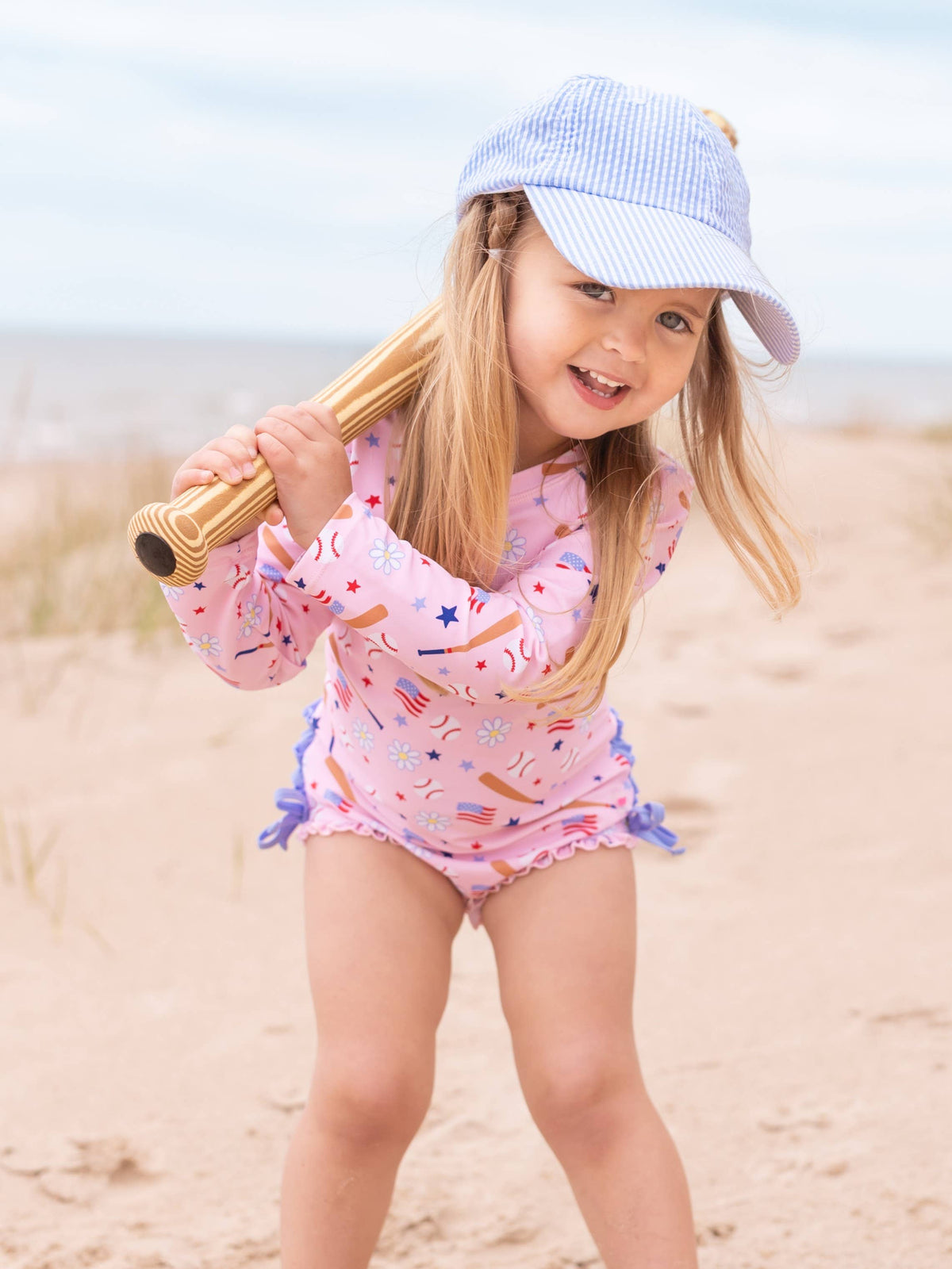 RuggedButts - Kids Classic Blue Seersucker Baseball Hat