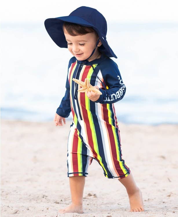 RuggedButts - Baby Boys Sunset Stripe Rash Guard Bodysuit