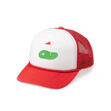 Golf Tee Patch Trucker Hat in red and white by Sweet Wink