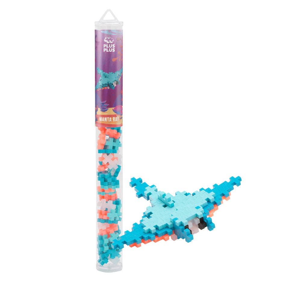 Plus-Plus USA Manta Ray Tube with 70 colorful modular building pieces
