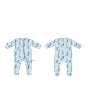 Breck Poppy convertible romper in viscose from bamboo by Lev Baby, featuring pop-off foot flaps and double zipper