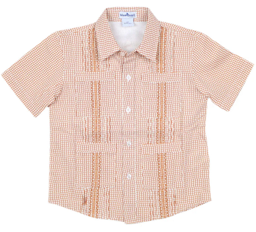 Men’s-Guayabera Gameday Wave Check SS Shirt-Blue Quail