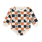 Sweet Wink LV Boo Checkered Long Sleeve Romper in classic check pattern