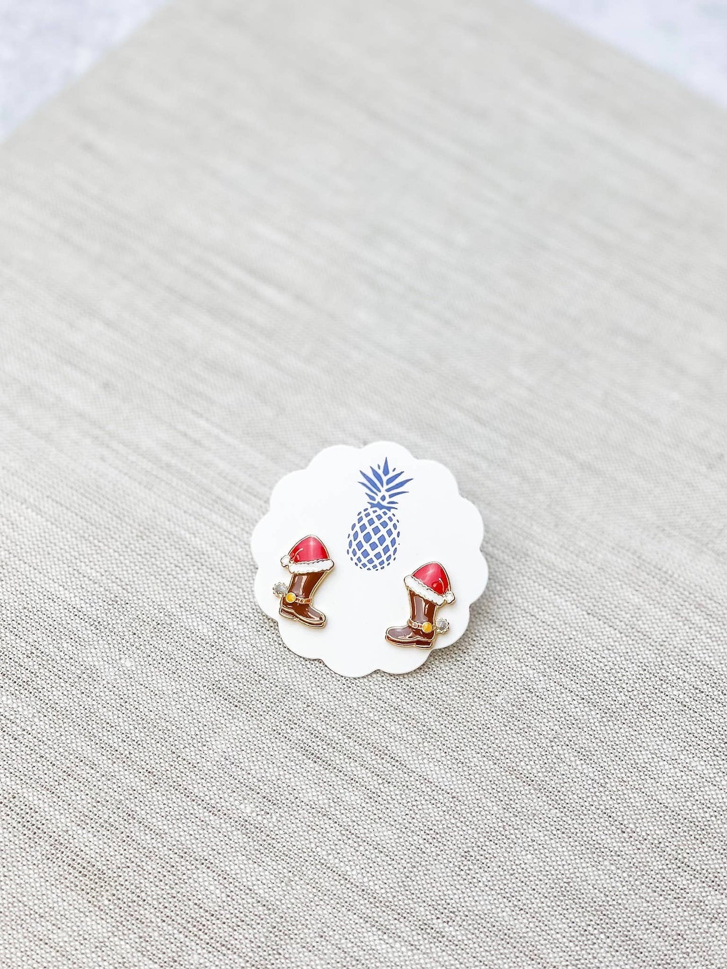 Christmas Cowboy Boots Signature Enamel Stud Earrings