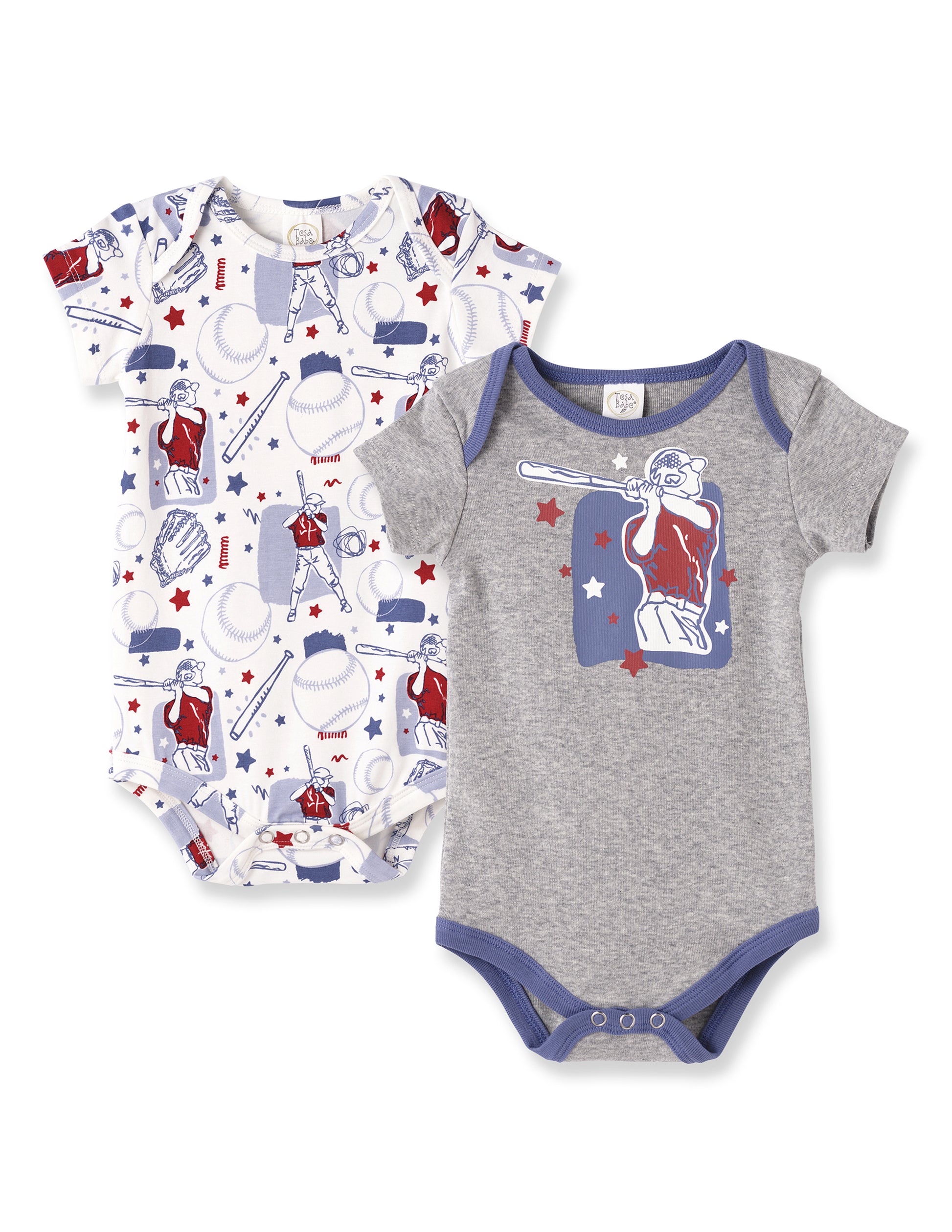 Tesa Babe Batter Up short sleeve bodysuits, two-piece set in refined neutral tones