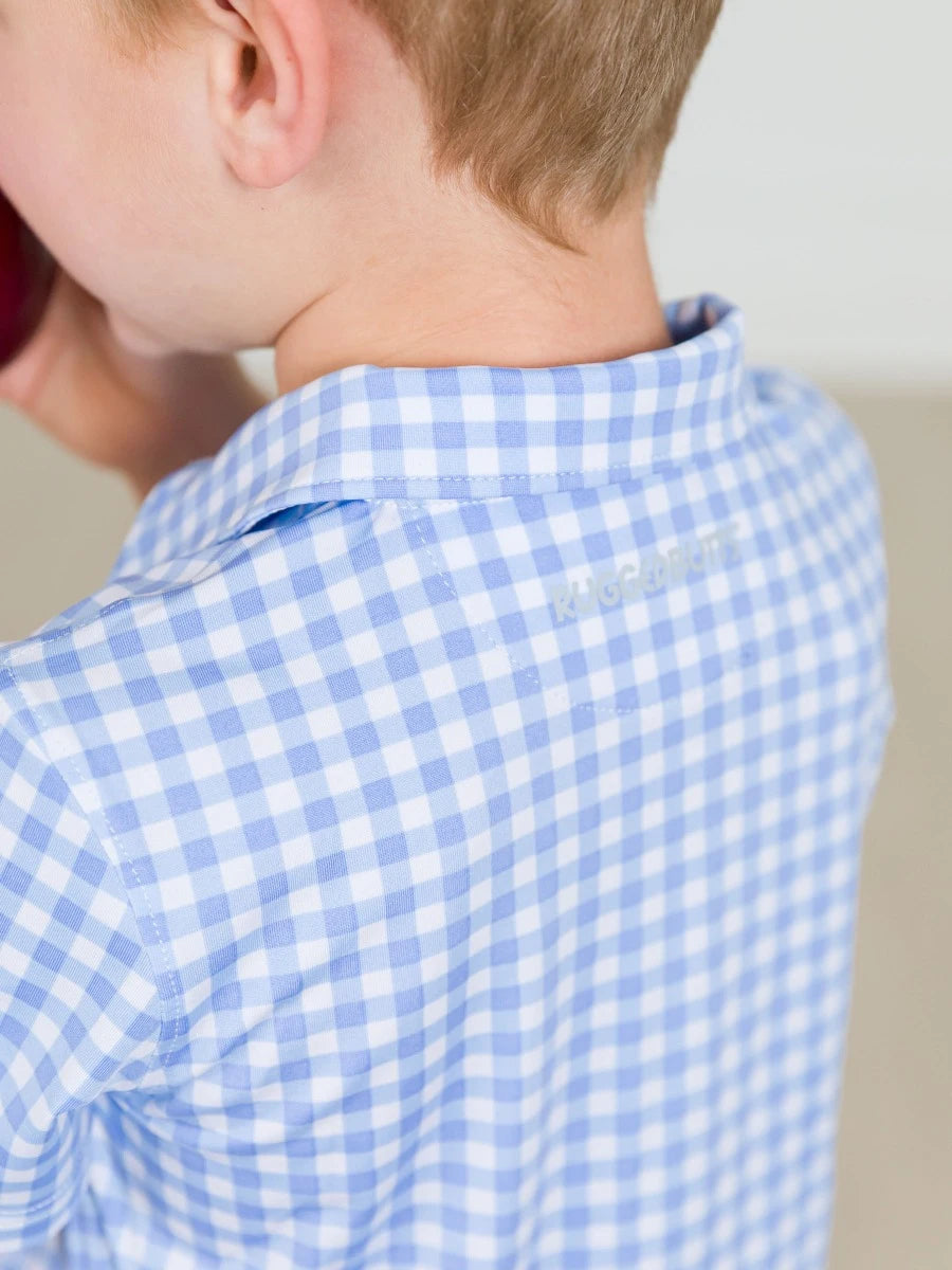 Rugged Butts Performance Polo - Periwinkle Blue Gingham