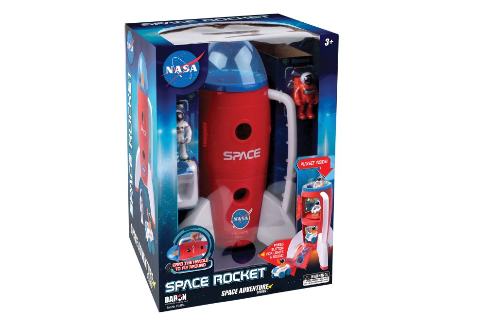 Daron Space Adventure Space Rocket with astronauts, rover, and carry handle