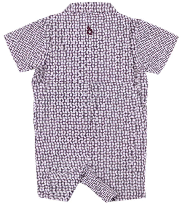 Guayabera-Gameday Wave Check SS Romper-Blue Quail