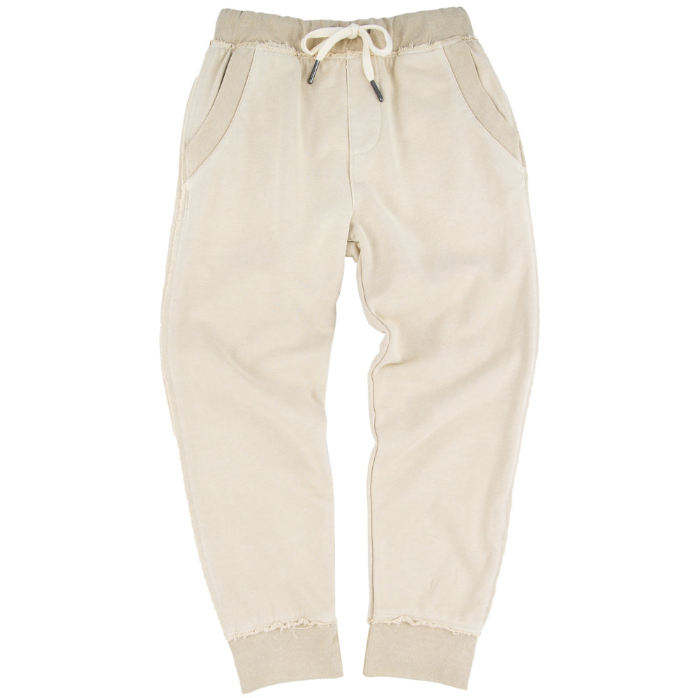 Miki Miette Ziggy Jogger in Oatmeal with elastic waistband and knee patches