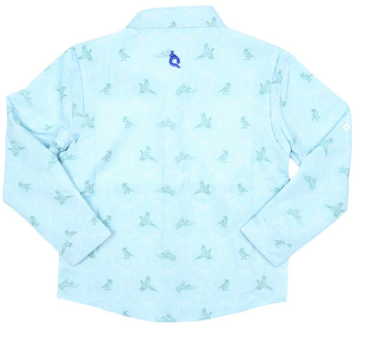 Huntsman LS Shirt in Blue Quail by Blue Quail, long-sleeve performance shirt with shoulder patches