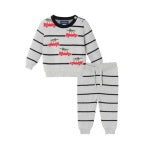 Andy & Evan, 2 pcs Grey Striped Car Holiday Sweater Set