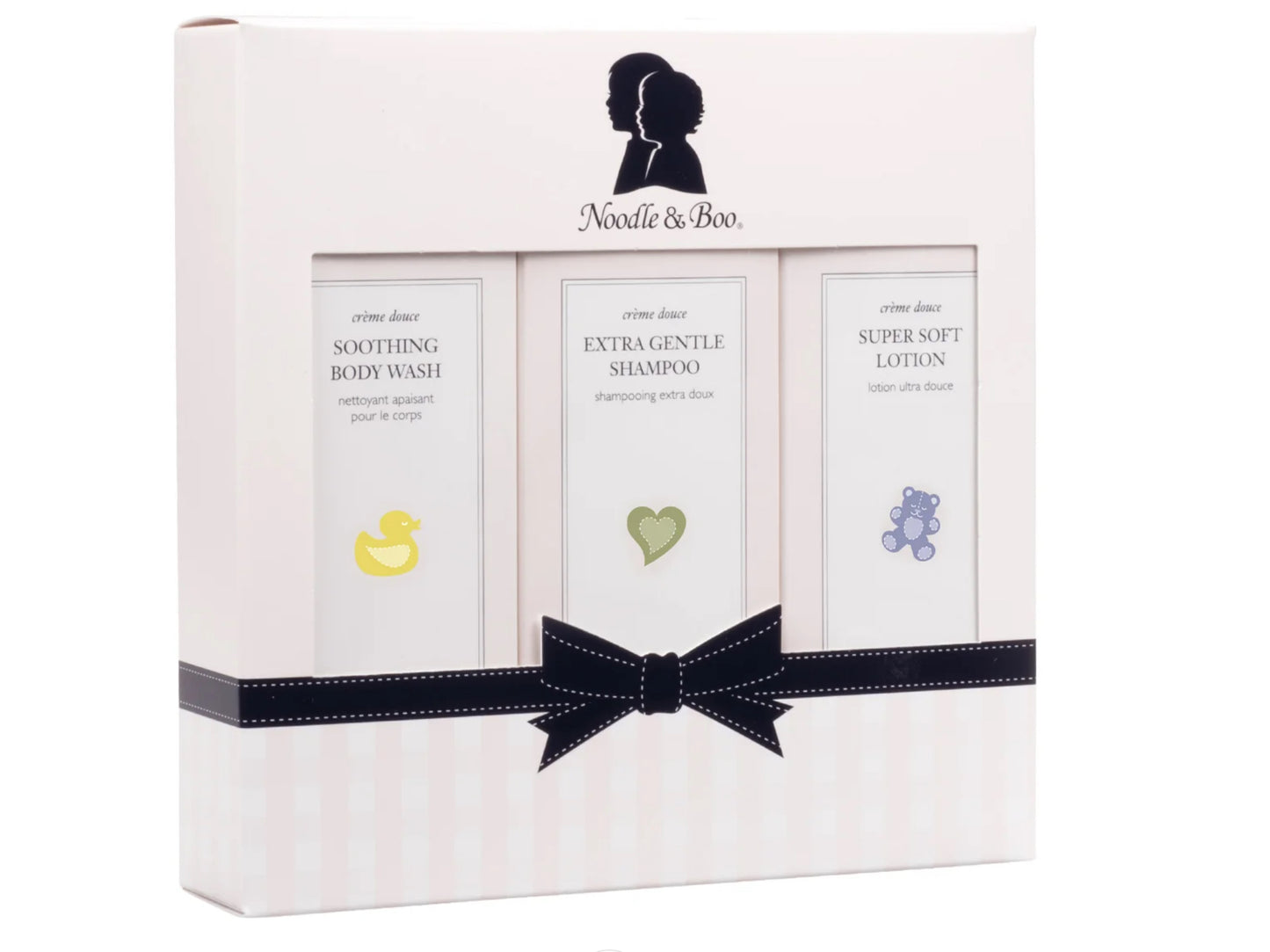 Noodle & Boo Starter Gift Set containing shampoo, body wash, and lotion for babies