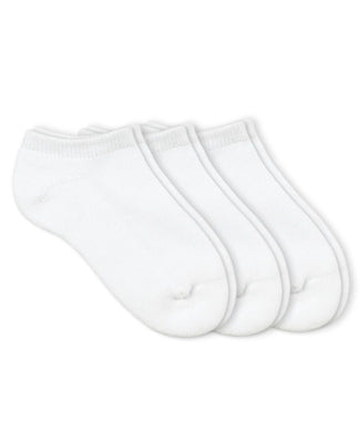 3 pairs of plain white ankle socks against a plain white backdrop