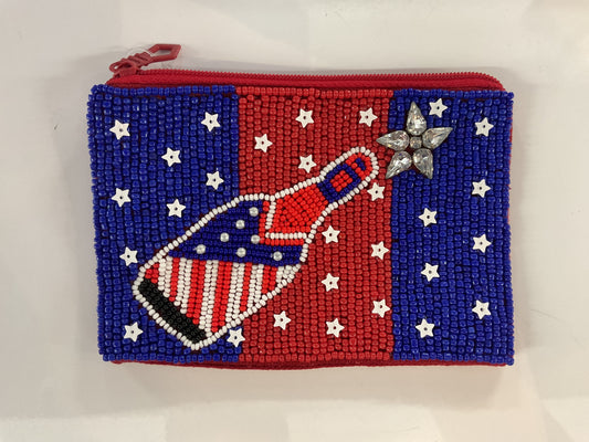Viola champagne beaded coin purse—refined beaded accessory in warm champagne tone