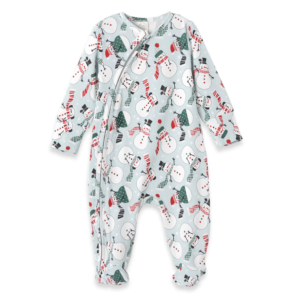 Tesa Babe Long Sleeve Footed Zipper Romper in Frosty, soft bamboo-cotton blend
