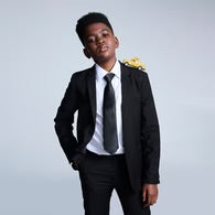 Appaman Mod Suit in Black; tailored boys' suit with refined lapels and pocket square detail