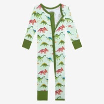 Posh Peanut convertible one piece in signature print, featuring 2-way zipper and convertible mittens and footies