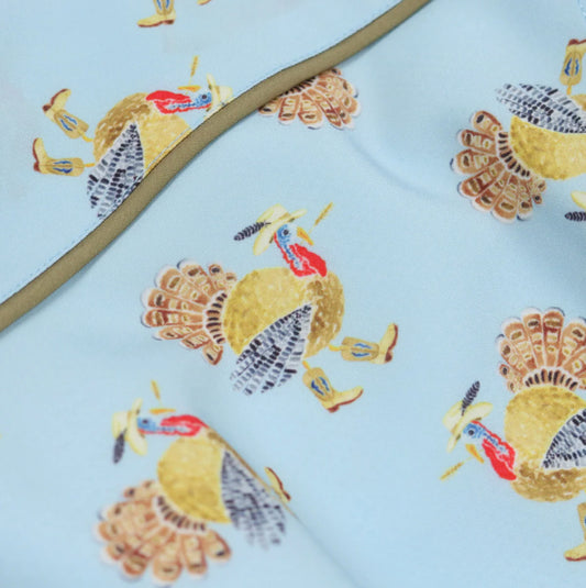 Turkeys Pearl Snap LS Shirt-Blue Quail