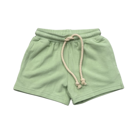 Boy's everyday shorts in soft bamboo terry, elastic waistband with drawstring, available in solid colors and print